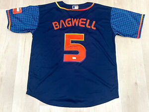 JEFF BAGWELL HAND SIGNED CITY CONNECT HOUSTON ASTROS SPACE JERSEY HOF BECKETT #1