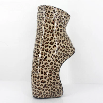 Botas al tobillo sin tacón de ballet de 18 cm para mujer charol ropa de club nocturno baile Foto 1 de 4