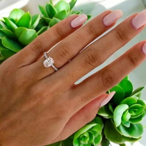 IGI 18k White Gold Engagement Rings Women 1.30 Ct Lab Grown Oval Diamond 7 8 - Picture 1 of 16