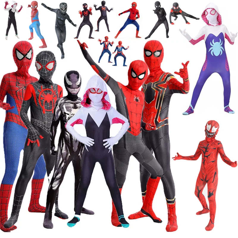 Kids Superhero Spiderman Miles Venom Gwen Costume Halloween Cosplay Jumpsuit Set - Image 1 of 4