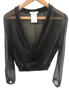 GIVENCHY Blouse Black Sheer Deep V Neck Top 38 FR /6 US /10 AU NEW - Picture 1 of 4