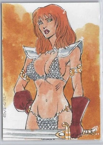 Red Sonja Hand Drawn Sketch Card by Roy Cover Breygent Dynamite GPC - Picture 1 of 2