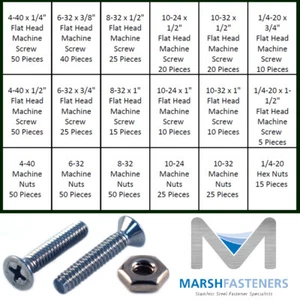 18-8 Edelstahl Kreuzschlitz Flachkopf Maschinenschrauben & Muttern Sortiment Kit Set - Bild 1 von 3