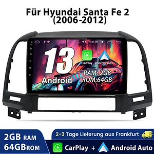 Für Hyundai Santa Fe 2 2006-2012 GPS Nav SWC RDS BT Carplay Android 13 Autoradio - Bild 1 von 12
