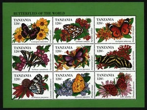 Tansania 1994 - Mi-Nr. 1897-1905 ** - MNH - Schmetterlinge / Butterflies - Bild 1 von 1