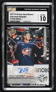 2022 Game Dated Moments Auto Achievement Kent Johnson CGC 10 Gem Mint Rookie RC