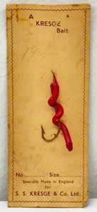Vintage S. S. Kresge & Co. Fake Worm On Hook Fishing Lure Bait England Red READ - Picture 1 of 2