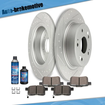 FIT FOR HONDA ACCORD 2011-2016 2017 REAR SLOT BRAKE ROTORS METALLIC PADS - Image 1 of 4