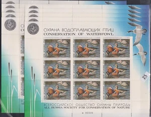 LO RUSSIA 1989 - MNH - BIRDS, DUCKS - 10 SHEETS - 90 STAMPS - Picture 1 of 1