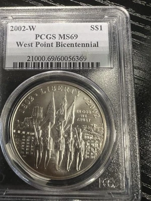 2002 W One Dollar Silver Commemorative West Point Bicentennial PCGS MS69  - Image 1 of 2