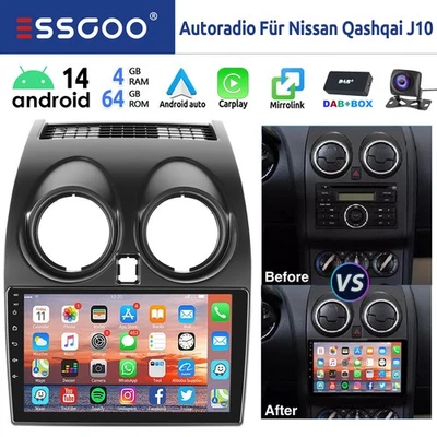 Für Nissan Qashqai J10 07-13 4+64G Android14 Carplay DAB Autoradio Kamera GPS BT - Bild 1 von 4