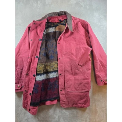 Casaco Woolrich Feminino Antigo M Clay Barn Chore Couro Gola Cobertor Forrado 15181 - Imagem 1 de 4