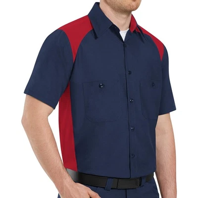 Red Kap Men's Motorsports Shirt, Short Sleeve 4X-Large Red/Navy - Image 1 of 3