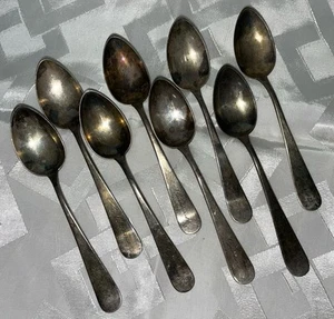 Antique Lot ~ Set of 8 Matching Sterling Silver Teaspoons 4.8 Oz Total~ Fox & Co - Picture 1 of 11