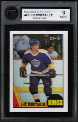 1987 88 OPC O-Pee-Chee #42 Luc Robitaille KSA 9 Mint RC Rookie Los Angeles Kings - Image 1 of 4