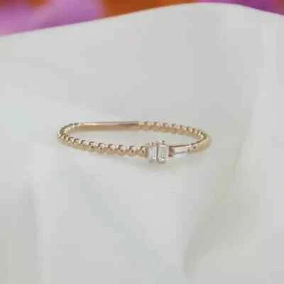 14K Yellow Gold Plated 0.50Ct Baguette Cut Lab Created Diamond Wedding Band Ring - Image 1 of 4