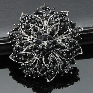 Austrian Crystal Elegant Flower Leaf Bridal Corsage Brooch Pin Fashion Jewelry