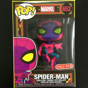 Funko Pop！Marvel Spider-Man #652 Black Light Glow Target “MINT” - With Protector