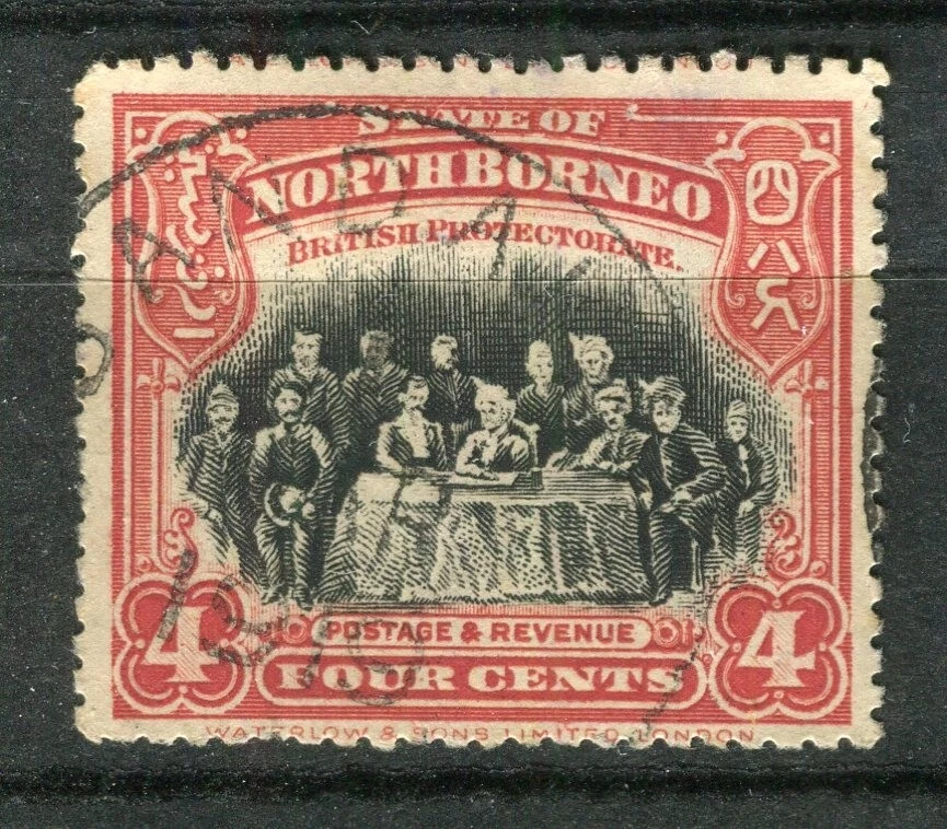 NORTH BORNEO; Early 1900s Pictorial issue used 4c. value POSTMARK  - Image 1 of 1