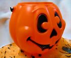Vtg Blow Mold Candy Bucket Pail Halloween Pumpkin Jack O Lantern Grand Venture 