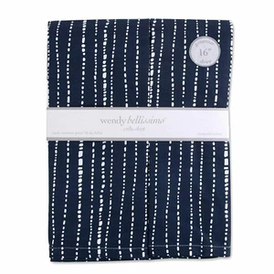 NEW WENDY BELLISSIMO Crib Skirt Navy Blue White. 16" Drop Ticking Baby Box  - Picture 1 of 7