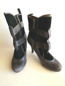 Modern Vintage NOAH Italian Leather Suede Side Zip Pump Heel Ankle Boot 36.5  - Picture 1 of 12