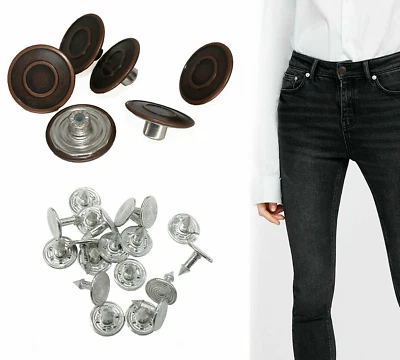 20mm Hammer On Jeans Stud Replacement Buttons Bronze Denim Pants Repair DIY - Image 1 of 4
