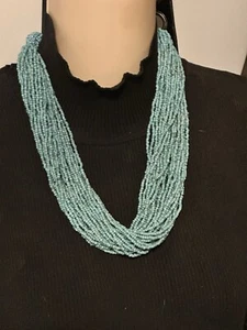 Wunderschöne dicke Vintage Türkis Farbe Lucite Rocailles Halskette - Bild 1 von 8