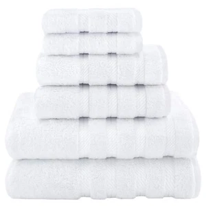 Luxury 6 Piece Towel Set, 2 Bath Towels 2 Hand Towels 2 Washcloths, 100% Cotton - Picture 1 of 9
