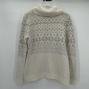 Vineyard Vines Ivory Pattern Cashmere Blend turtleneck sweater, M - Afbeelding 1 van 5