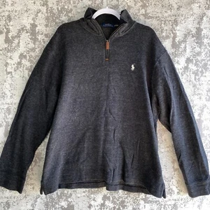 Polo Ralph Lauren Suéter Gris Jaspeado Para Hombres XXL 2XL Pullover Estate Rib 1/4 Cremallera - Imagen 1 de 11