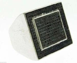 Men's solid .925 Sterling Silver 0.70CT Black Diamond Ring Size 10 - Picture 1 of 3