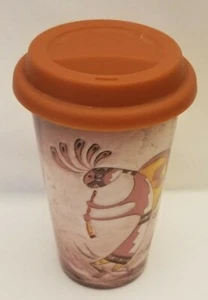 Native Art Signed Roger E. Kull Ceramic Travel Mug +Lid Downeast Concepts VHTF - Picture 1 of 12