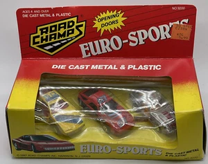 1987 Road Champs Nr. 9200 Euro-Sport 3er-Pack Druckgussautos Türen öffnen Vintage 1:64 - Bild 1 von 6