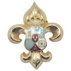 Vtg CORO Coat Of Arms Crest Crown Fleur De Lis Brooch Pin Signed 60s