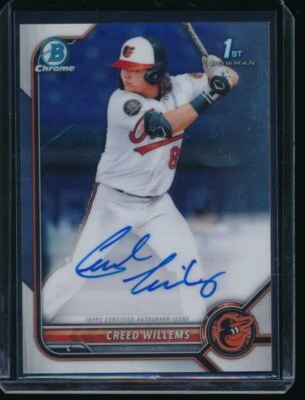 CREED WILLEMS AUTO 1st 2022 Bowman Chrome Prospects Autograph Rookie Card RC - Image 1 of 2