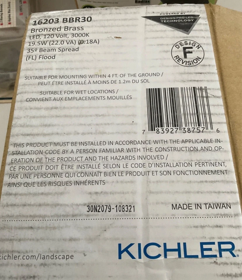 Kichler 16203BBR30 - Luz de Acento LED 19.5W - 3000K - Inundación de 35 Grados con Soporte Foto 1 de 1