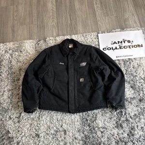 Vintage Carhartt J02 BLK Sz 44 Arctic Quilted Black Corduroy Collar Jacket Black - Picture 1 of 16