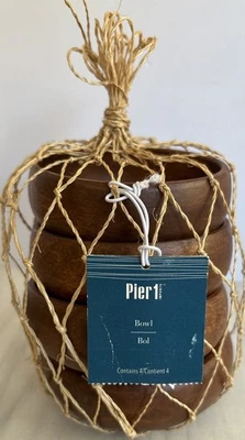 Pier One Imports Small Wood Dip Bowls Set Of 4~New With Tags - Image 1 of 2