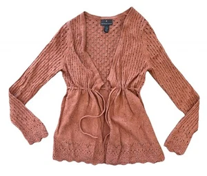 Fenn Wright Manson Women's L Wool Blend Coquette Babydoll Speckled Cardigan - Picture 1 of 10