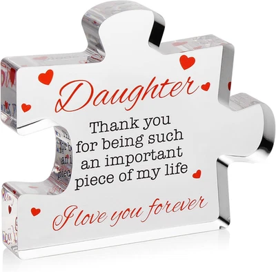 Engraved Acrylic Block Puzzle - Daughter Gift from Mom and Dad - Cute Father, Mo - Image 1 of 4