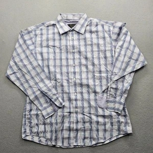 JOS. A. Bank Reserve Para Hombre Talla Grande Blanco Azul Cuadros Manga Larga Con Botones - Imagen 1 de 10