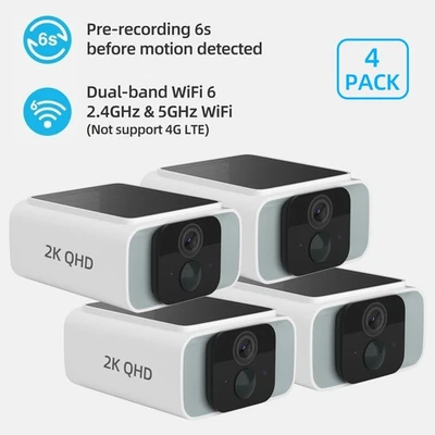 CAMOON 100% Wireless Solar Security Camera Outdoor Stable WiFi6,2-Way Talk 4Pack