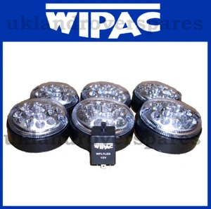 LAND ROVER DEFENDER 90 110 REAR CLEAR LED NAS LIGHT KIT 6 LAMPS & PLINTHS WIPAC - Picture 1 of 4