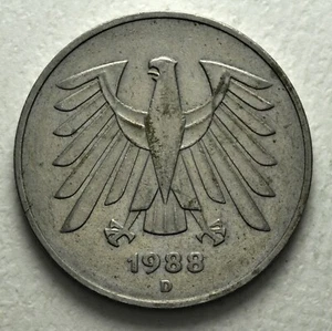1988 Deutschland 5 Mark D - Picture 1 of 2