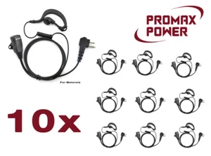 10x G-Shape Swivel 1.5-Wire Earpiece w/ PTT for Motorola Radios CP200, CLS1110 - Picture 1 of 10