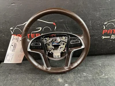 13-16 CADILLAC SRX LEATHER WRAPPED STEERING WHEEL HEAT BROWNSTONE ACCENTS AFF - Image 1 of 4