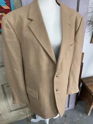 Blazer de pelo camel Claiborne para hombre 44L tostado 2 botones forrado abrigo deportivo chaqueta de colección (A) Foto 1 de 4