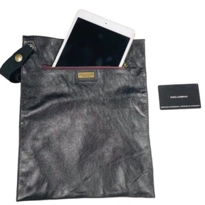 DOLCE GABBANA vintage black leather messenger bag, great for ipad, tablet; etc - Picture 1 of 9