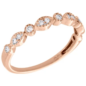 10K Rose Gold Diamant Träne Milgrain Rand Stapelbar Rechts Ring 1/6 Karat - Picture 1 of 5
